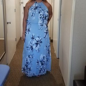 MSK Pleated Halter Gown